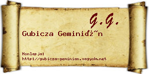 Gubicza Geminián névjegykártya